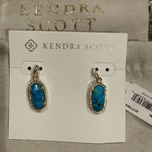 Kendra Scott Lee Drop Gold Earrings In Bronze Veined Turquoise